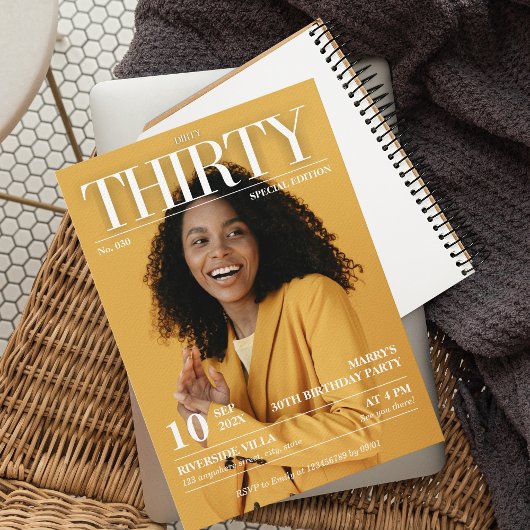 Invitation Dirty 30 Magazine Journal 30th Birthday Photo