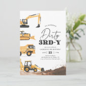 Invitation Dirty 3rd-y Construction 3rd Birthday (Debout devant)