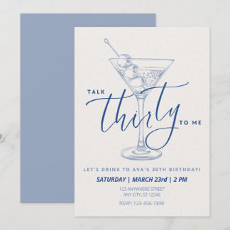 Invitation Dirty Martini "Talk Thirty to Me" Adulte Anniversa