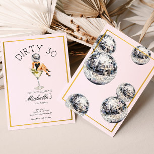 Invitation Dirty Thirty 30e Anniversaire Fête Disco Martini