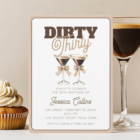 Invitation Dirty Thirty Espresso Cocktail 30e fête d'annivers