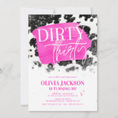 Invitation Dirty Thirty Pink & Cow Imprimer 30e fête d'annive (Devant)