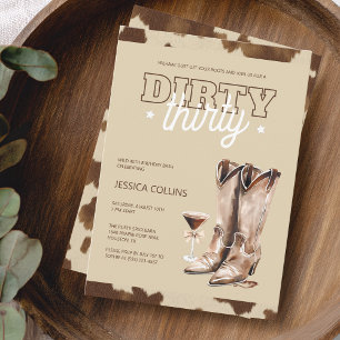 Invitation Dirty Thirty Western Country Fête d'anniversaire 3