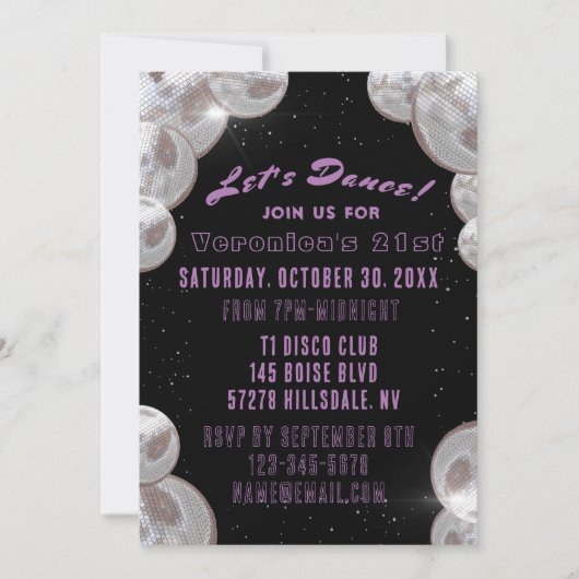 Invitation Disco 21e anniversaire (Devant)