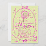 Invitation Disco 21e anniversaire personnalisée |<br><div class="desc">Célébrez en style avec notre invitation personnalisable 21e anniversaire avec un thème disco néon rose vibrant. Idéal pour une fête divertissante, cette invitation inclut tous les détails de votre événement dans un design élégant. Personnalisez-le avec votre nom, votre date et vos informations de fête pour créer une invitation unique et...</div>