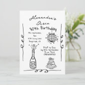 Invitation Disco 30e anniversaire main tiré Whimsical (Debout devant)