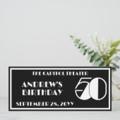 Invitation Disco 50 Anniversaire Marquee Ticket Noir et Blanc (Debout devant)