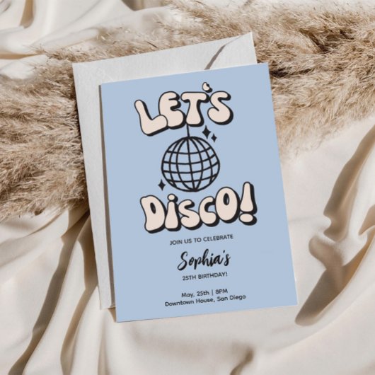 Invitation Disco Anniversaire en bleu