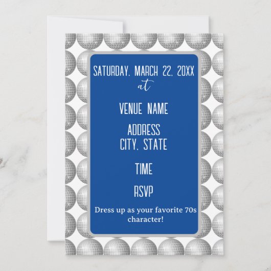 Invitation Disco Anniversaire Fête N'Importe Quel Âge Disco B (Dos)