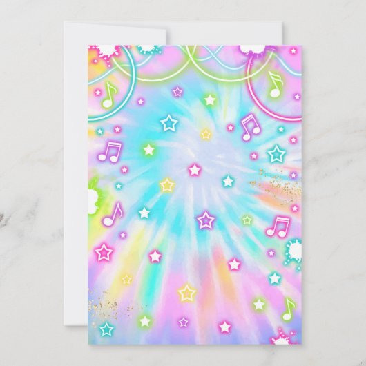 Invitation Disco Anniversaire Fête Tie Dye Glow Dance Disco (Dos)