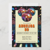 Invitation Disco Anniversaire Orange Noir (Devant)