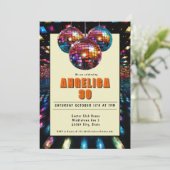 Invitation Disco Anniversaire Orange Noir (Debout devant)