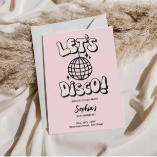 Invitation Disco Anniversaire rose