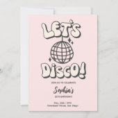 Invitation Disco Anniversaire rose (Devant)