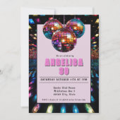 Invitation Disco Anniversaire Rose Noir (Devant)