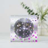 Invitation Disco Anniversaire violet | Retro les années 70 Di (Debout devant)