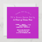 Invitation Disco Anniversaire violet | Retro les années 70 Di (Dos)