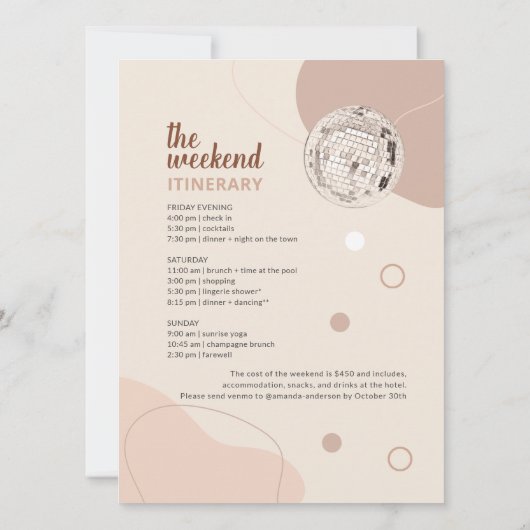 Invitation Disco Bachelorette Week-End Party (Dos)