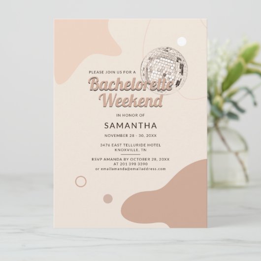 Invitation Disco Bachelorette Week-End Party (Debout devant)