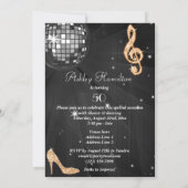 Invitation Disco Ball and Heels Black & Orange 50e anniversai (Dos)