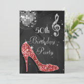Invitation Disco Ball and Heels Black & Silver 50e anniversai (Debout devant)