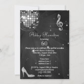 Invitation Disco Ball and Heels Black & Silver 60e anniversai (Dos)