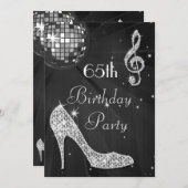Invitation Disco Ball and Heels Black & Silver 65e anniversai (Devant / Derrière)