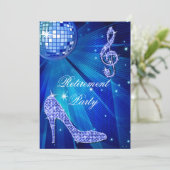 Invitation Disco Ball and Sparkle Heels Blue Retirement (Debout devant)