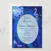 Invitation Disco Ball and Sparkle Heels Blue Retirement (Dos)