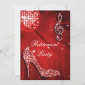 Invitation Disco Ball and Sparkle Heels Red Retirement (Devant)