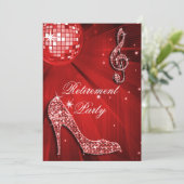 Invitation Disco Ball and Sparkle Heels Red Retirement (Debout devant)