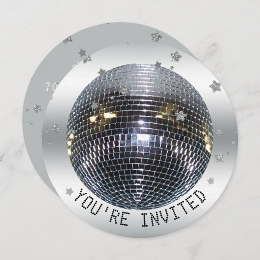 Invitation Disco Ball Anniversaire Disco Dance Party Circle (Devant / Derrière)