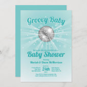 Invitation Disco Ball Baby shower Super Blue Boy (Devant / Derrière)