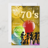 Invitation Disco Ball & Balloons Gold de Retro 70's (Devant)