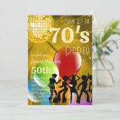 Invitation Disco Ball & Balloons Gold de Retro 70's (Debout devant)