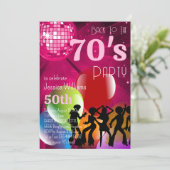 Invitation Disco Ball & Balloons Rose des années 70 (Debout devant)