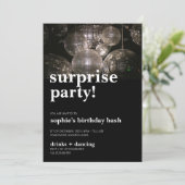 Invitation Disco Ball Bold Moderne Surprise fête d'anniversai (Debout devant)