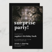 Invitation Disco Ball Bold Moderne Surprise fête d'anniversai (Devant / Derrière)