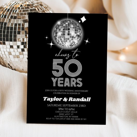 Invitation Disco Ball Cheers To 50 Years Wedding Anniversary