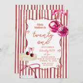 Invitation Disco Ball Cherry Cocktail Party (Devant / Derrière)