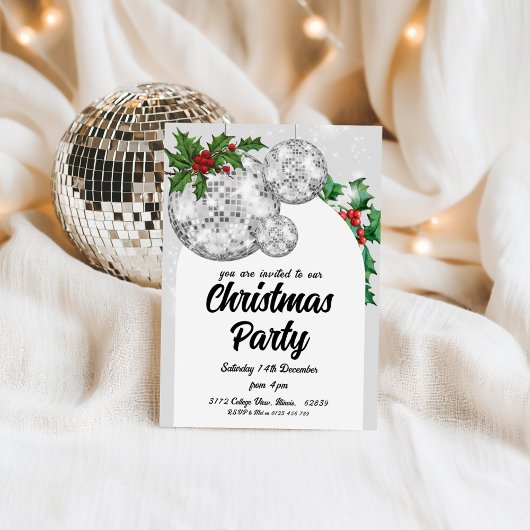 Invitation Disco Ball Christmas Party
