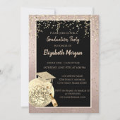 Invitation Disco Ball Confetti, Vin Rose Gold Graduation (Devant)