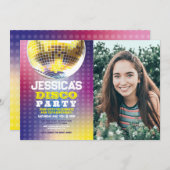 Invitation Disco Ball Dance Photo Party Anniversaire Invitati (Devant / Derrière)