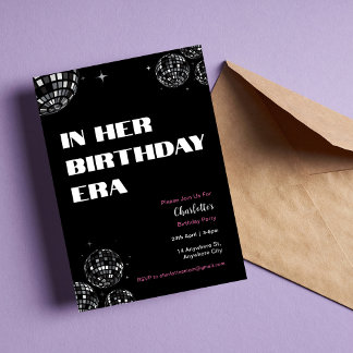 Invitation Disco Ball Dans Son Affiche de bienvenue D'Anniver