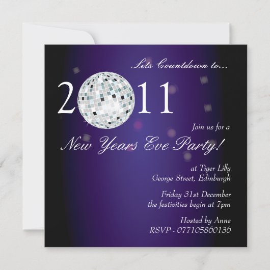 Invitation Disco-Ball de New Years Eve (Devant)