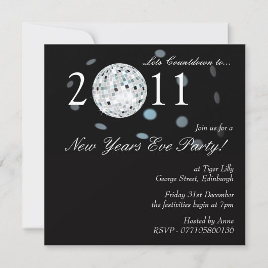Invitation Disco-Ball de New Years Eve (Devant)