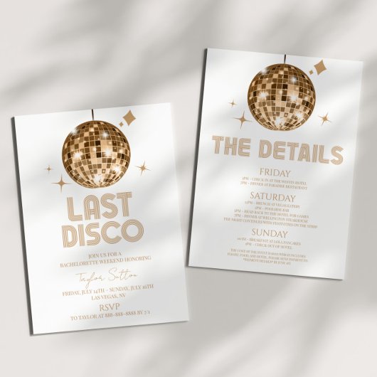 Invitation Disco Ball Dernier Disco Bachelorette Week-end