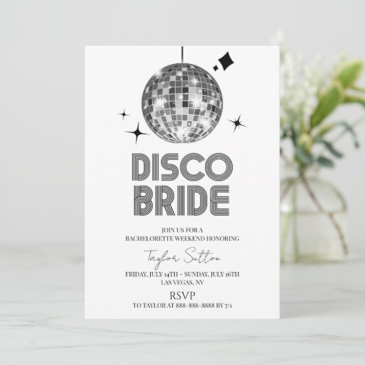 Invitation Disco Ball Disco Bride Bachelorette Week-end (Debout devant)
