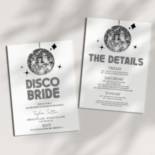Invitation Disco Ball Disco Bride Bachelorette Week-end