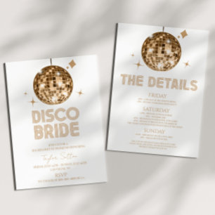 Invitation Disco Ball Disco Bride Bachelorette Week-end